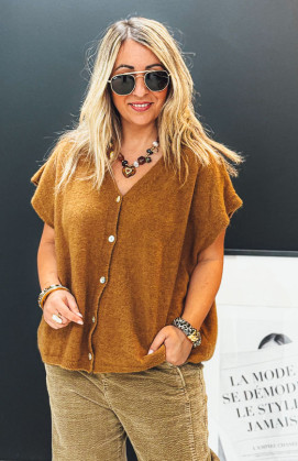 Gilet MARC manches courtes camel