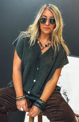 Kaki MARC short-sleeved waistcoat