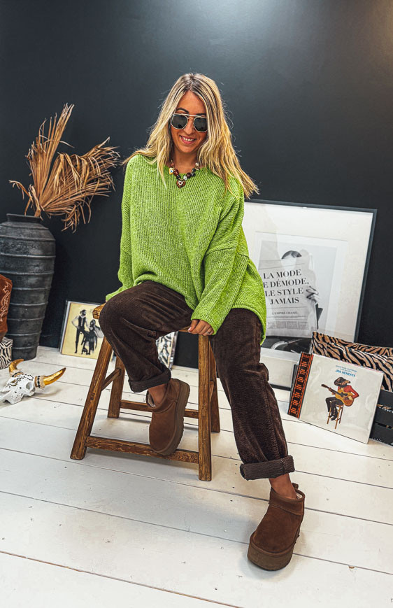 Pull EDMOND long vert clair