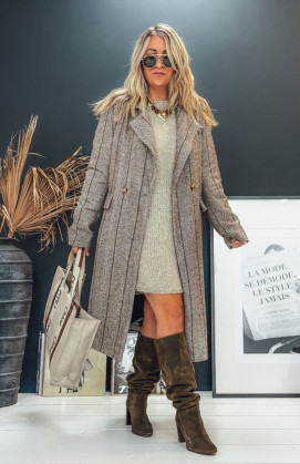 Robe pull AXELLE taupe