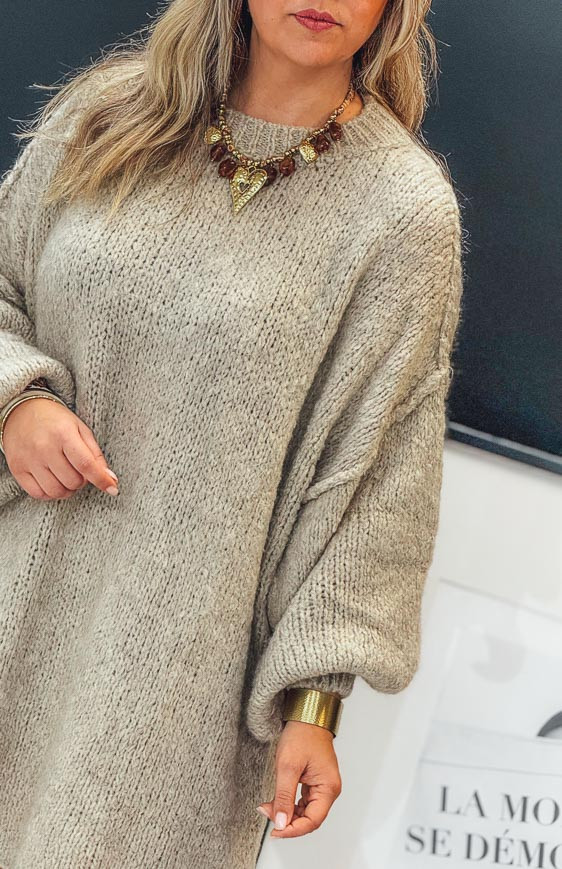 Robe pull AXELLE taupe