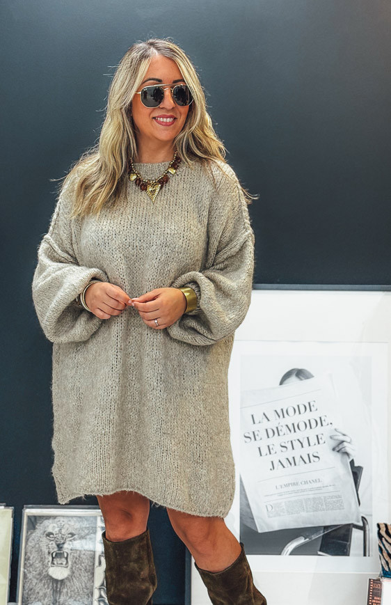 Taupe AXELLE short dress