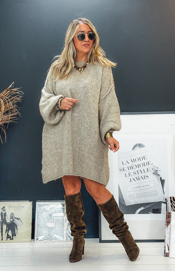 Robe pull AXELLE taupe