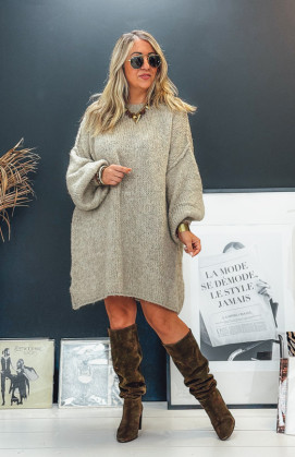 Robe pull AXELLE taupe