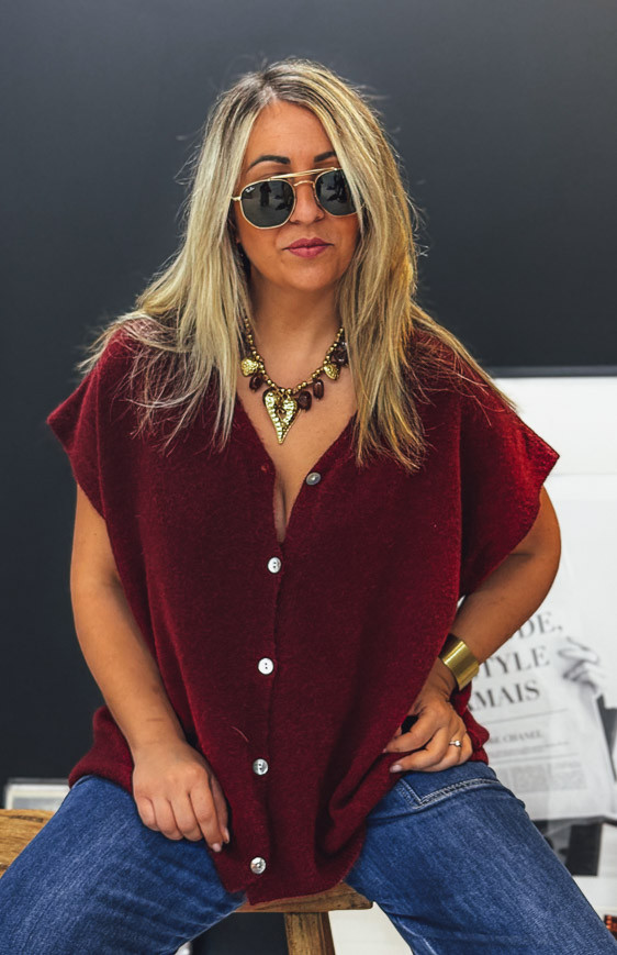 Gilet MARC manches courtes bordeaux