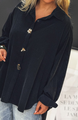 JENNA black velvet shirt