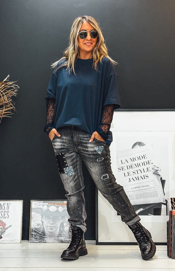 Dark blue JONATHAN long sleeves t-shirt