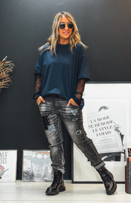 Dark blue JONATHAN long sleeves t-shirt