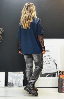 Dark blue JONATHAN long sleeves t-shirt