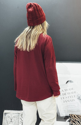 T-shirt CESAR manches longues bordeaux