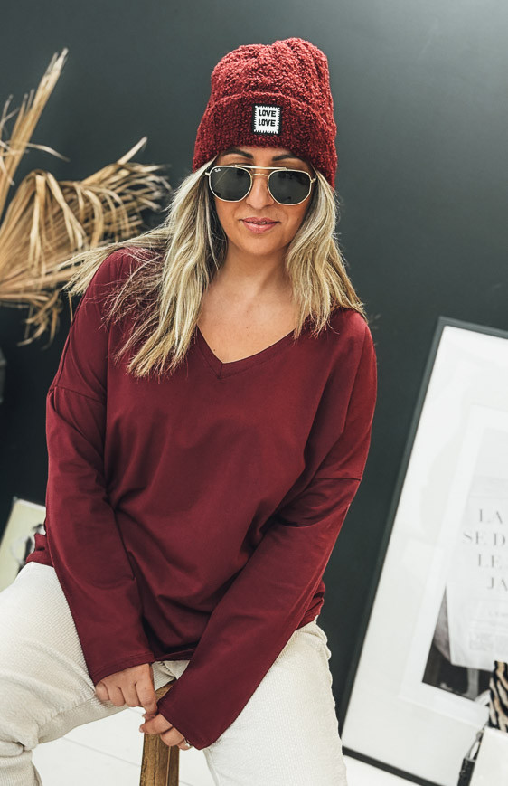 Burgundy CESAR long-sleeved t-shirt