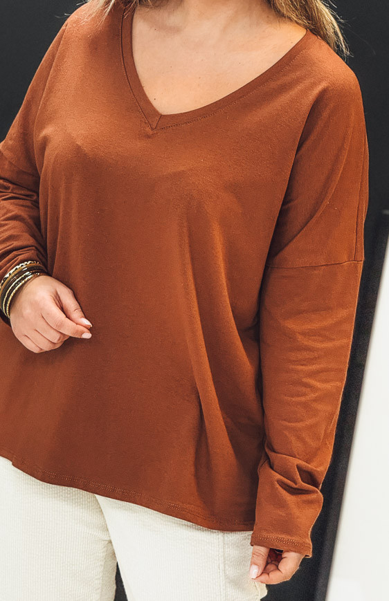 T-shirt CESAR manches longues caramel