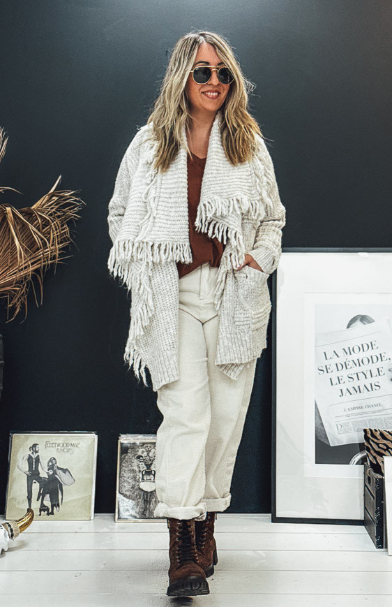 Light beige DAVIS short cardigan