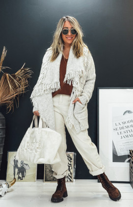 Gilet DAVIS court beige clair