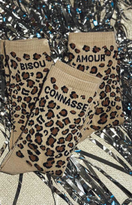 LADY AMOUR leopard/beige socks
