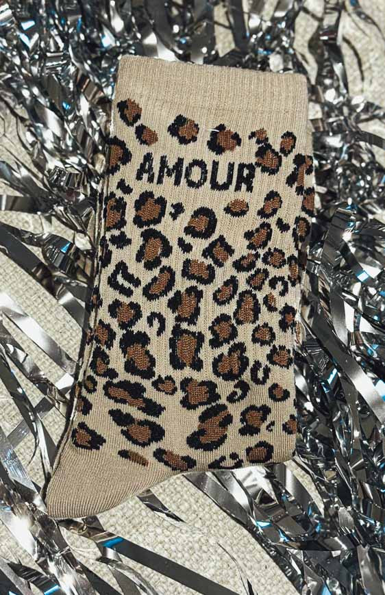 LADY AMOUR leopard/beige socks