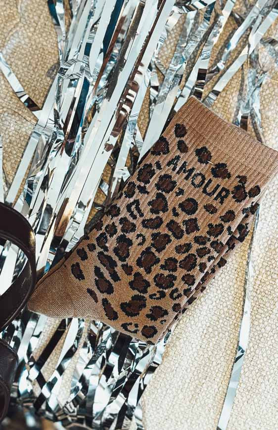 LADY AMOUR leopard/camel socks