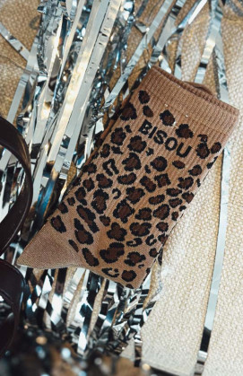 LADY BISOU leopard/camel socks