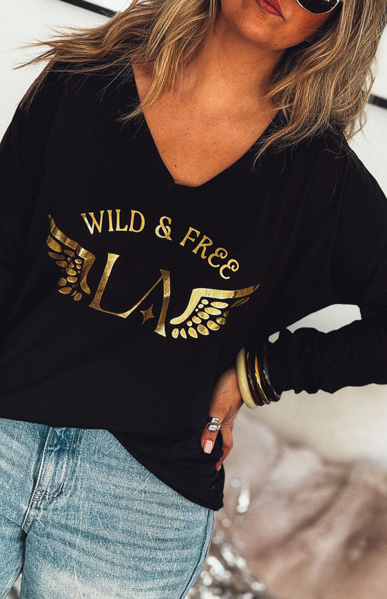 Black/Gold DAVID long-sleeved t-shirt