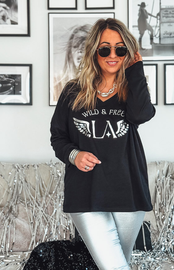 Black/Silver DAVID long-sleeved t-shirt