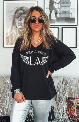 Black/Silver DAVID long-sleeved t-shirt