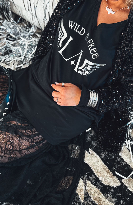 Black/Silver DAVID long-sleeved t-shirt