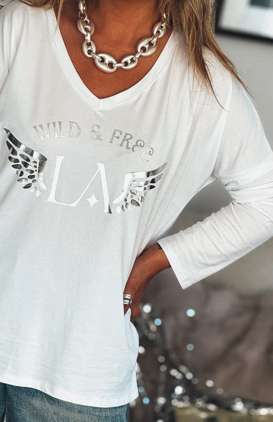 White/Silver DAVID long-sleeved t-shirt