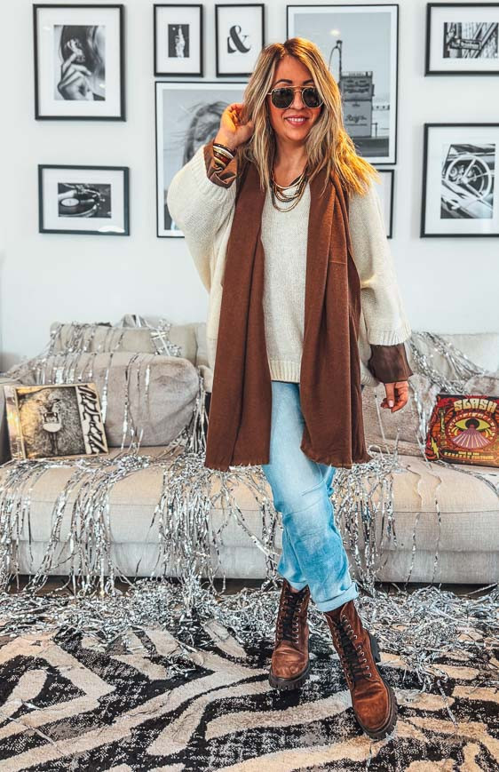 Beige EDUARDO sweater with 7/8 sleeves