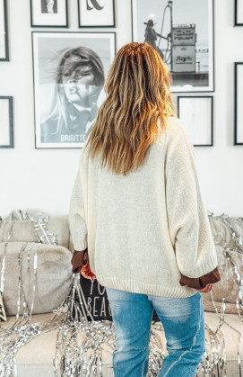 Beige EDUARDO sweater with 7/8 sleeves