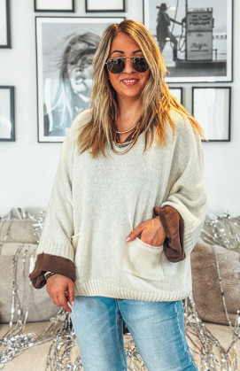Beige EDUARDO sweater with...