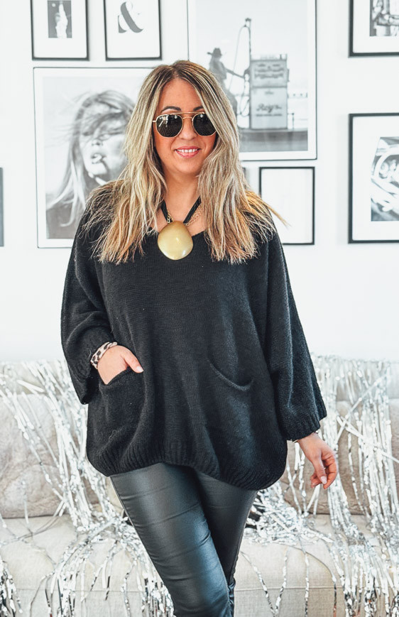 Black EDUARDO sweater with 7/8 sleeves