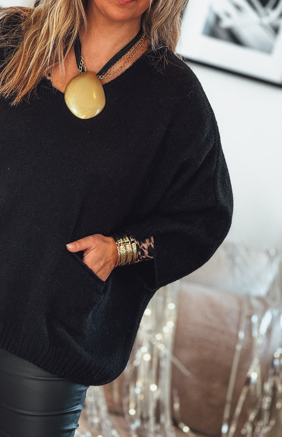 Pull EDUARDO manches 7/8 noir