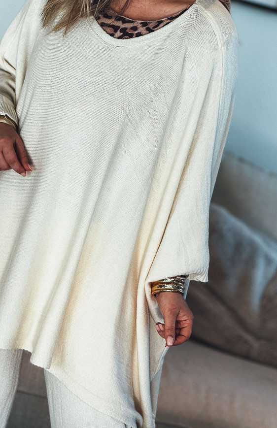 Pull ROSS manches 7/8 beige clair