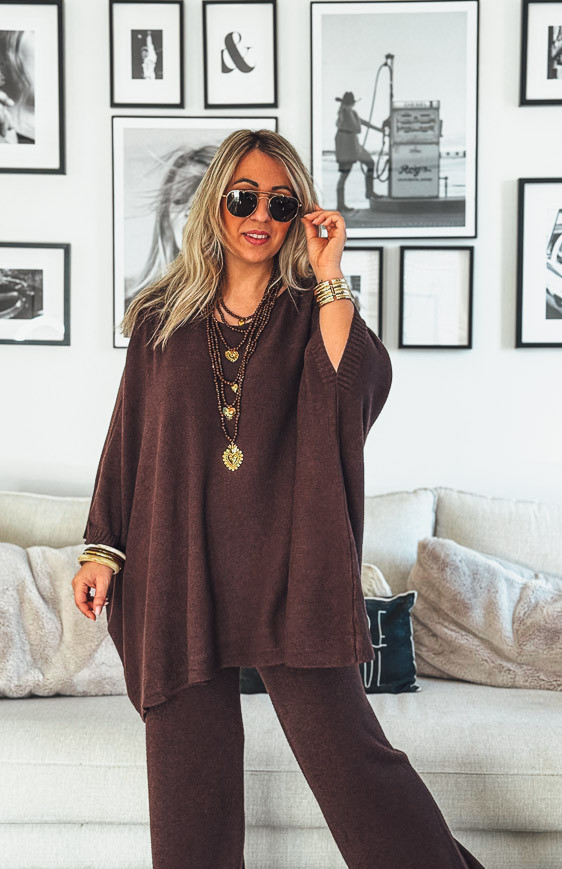 Pull ROSS manches 7/8 chocolat