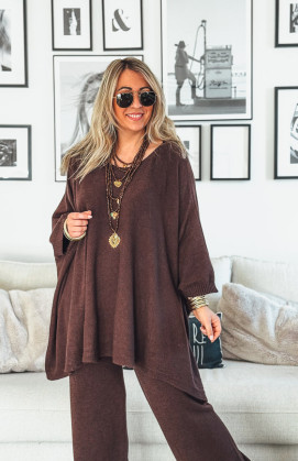 Pull ROSS manches 7/8 chocolat