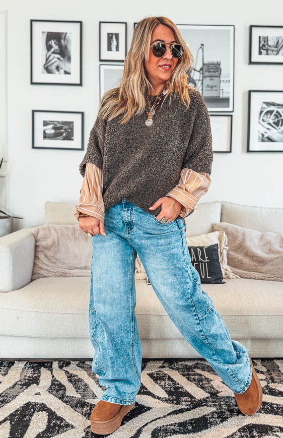 Pull MARCUS manches 3/4 chocolat