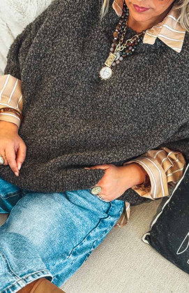 Chocolate MARCUS 3/4 sleeves sweater