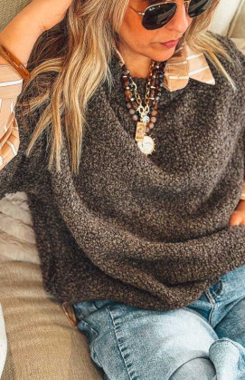 Pull MARCUS manches 3/4 chocolat