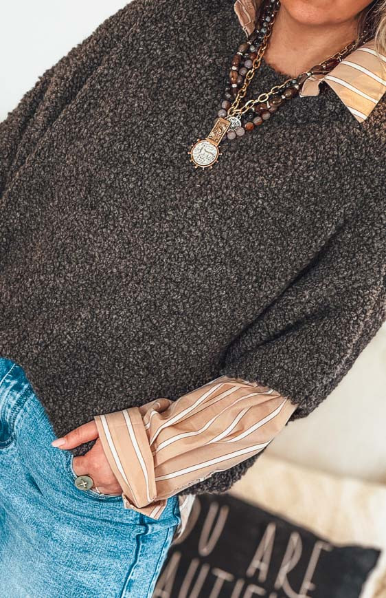 Chocolate MARCUS 3/4 sleeves sweater