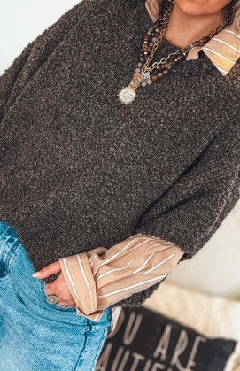 Chocolate MARCUS 3/4 sleeves sweater