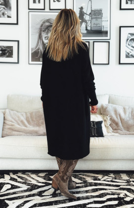 LESLIE short black sweater dress