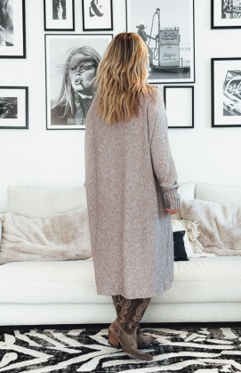 Robe pull LESLIE courte taupe