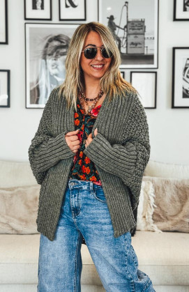 Gilet PRAGA mi-long kaki