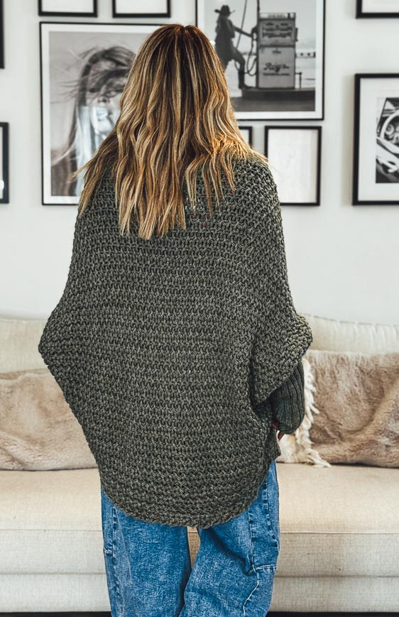 Khaki PRAGA mid-length cardigan
