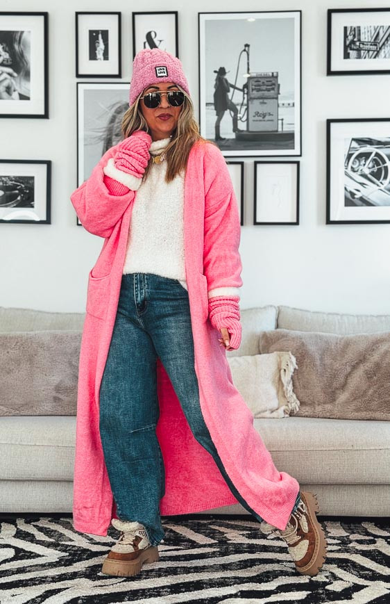 Long pink TINO Cardigan