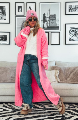 Long pink TINO Cardigan