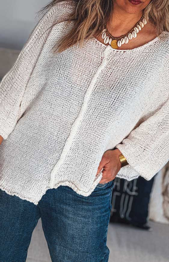 Ecru HARRY 7/8th sleeves sweater