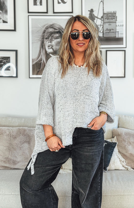 Pull HARRY manches 7/8eme gris clair