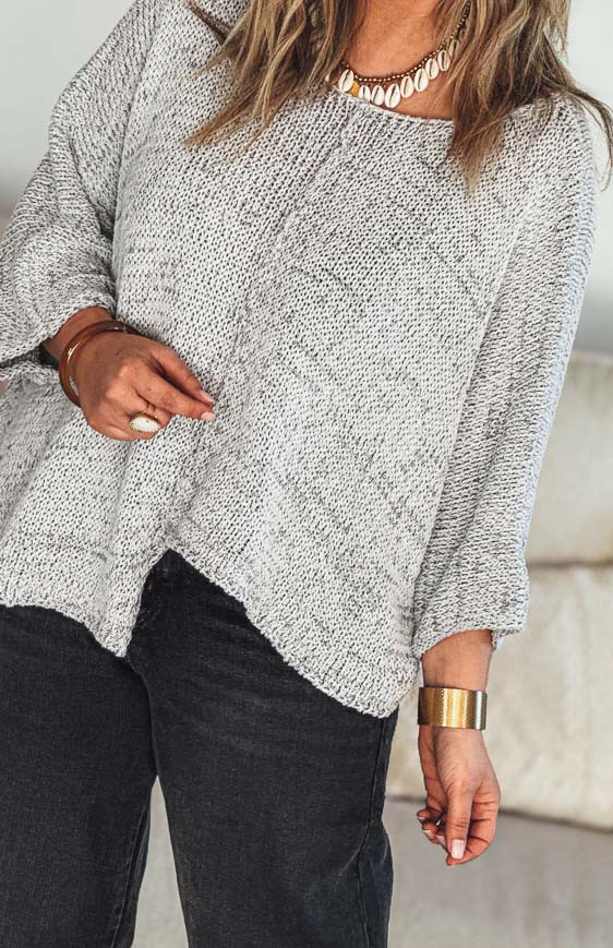 Pull HARRY manches 7/8eme gris clair