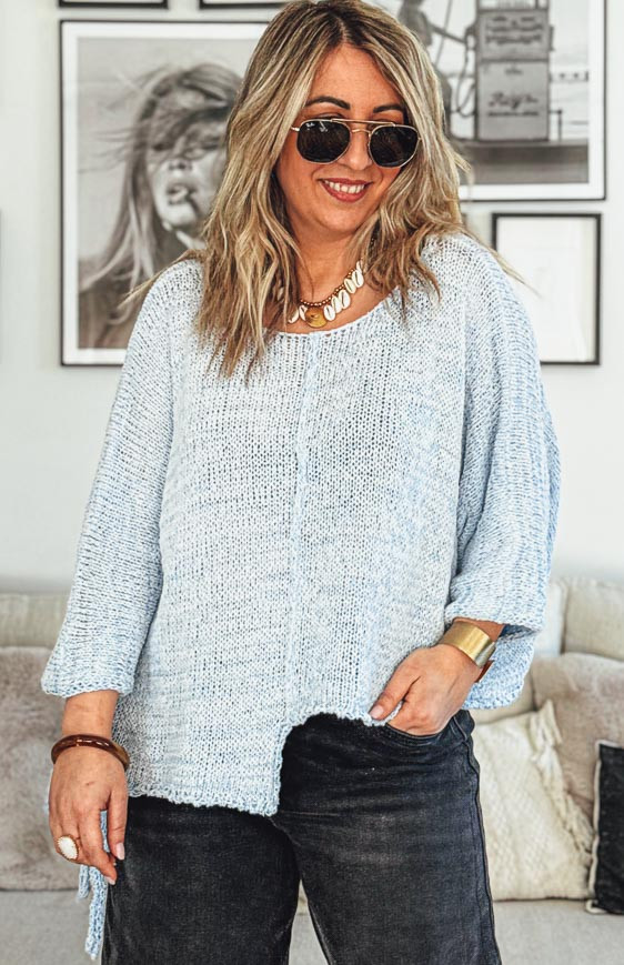 Pull HARRY manches 7/8eme bleu ciel